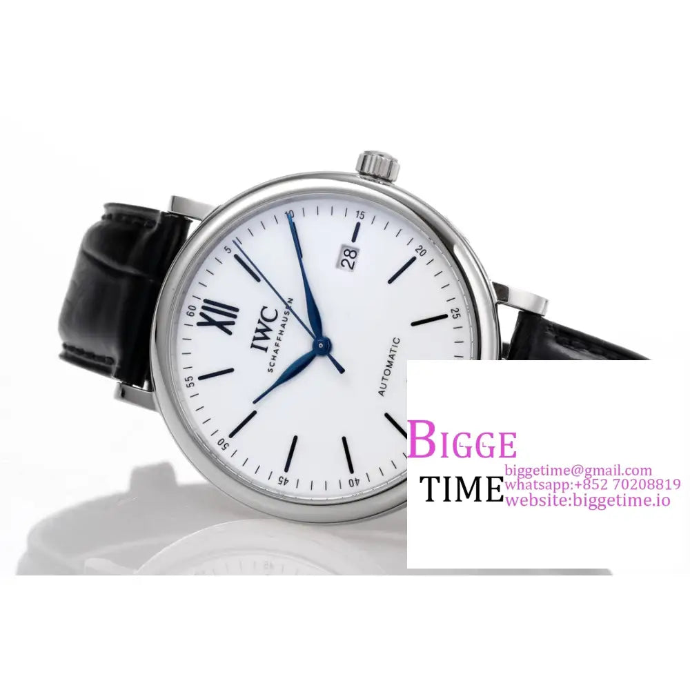 Iwc Portofino 40Mm 150 Years White Dial Black Leather Strap V7F A2892 Iwc