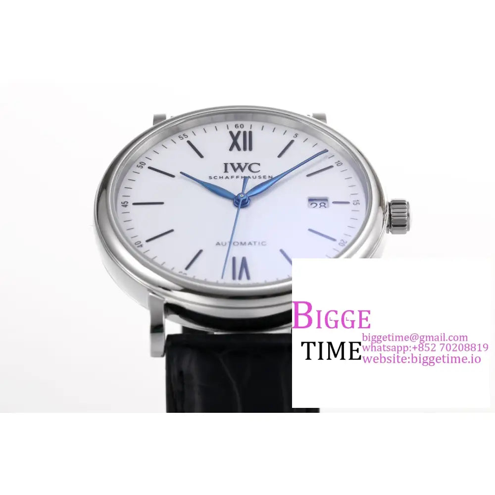 Iwc Portofino 40Mm 150 Years White Dial Black Leather Strap V7F A2892 Iwc