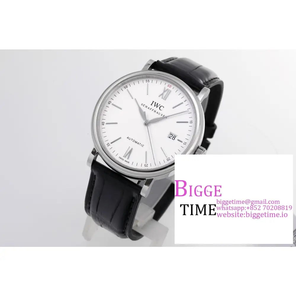 Iwc Portofino 40Mm Iw356501 White Dial Black Leather Strap V7F A2892 Iwc