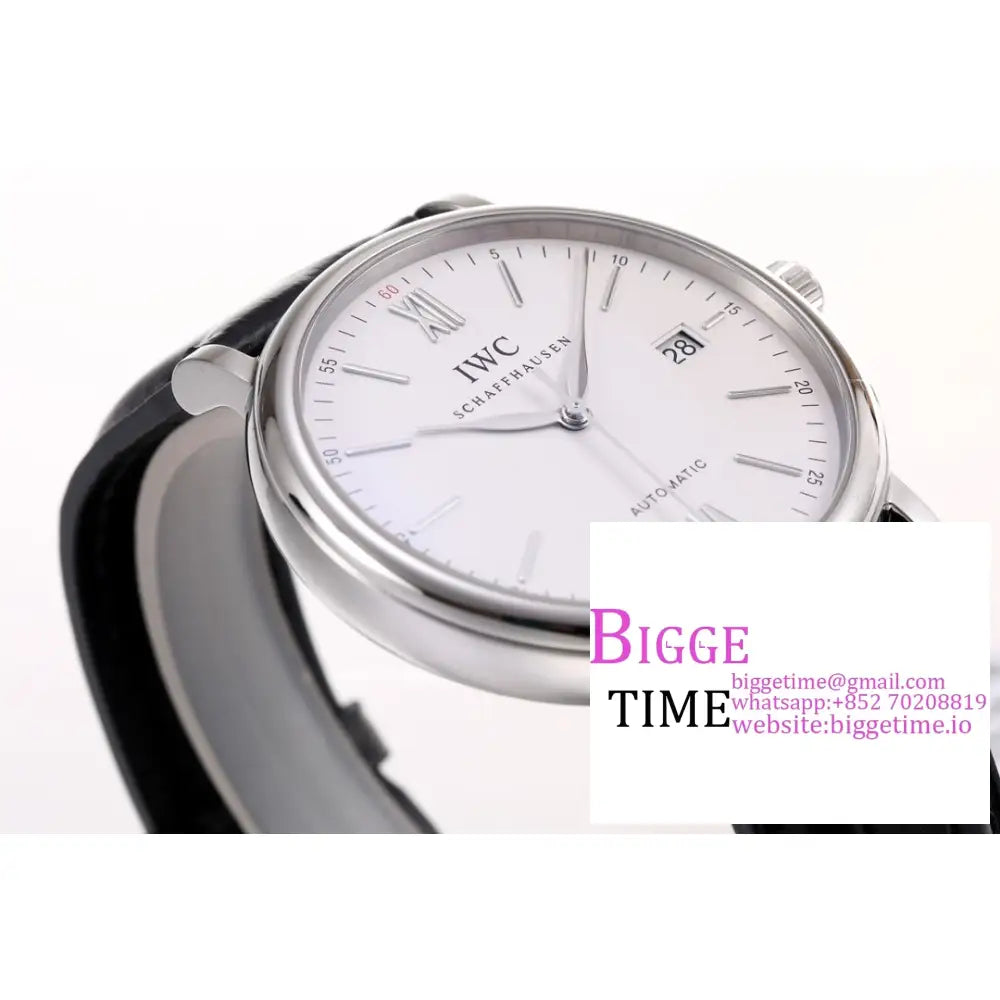 Iwc Portofino 40Mm Iw356501 White Dial Black Leather Strap V7F A2892 Iwc