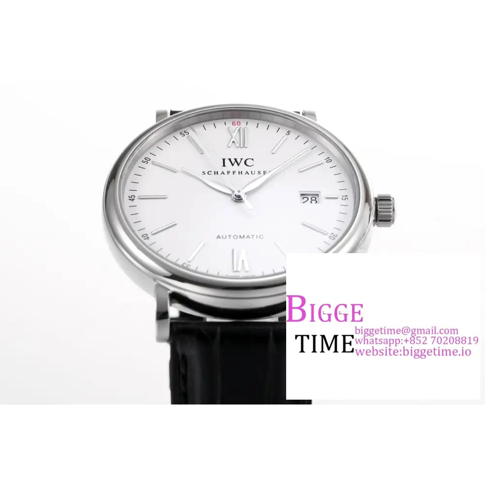 Iwc Portofino 40Mm Iw356501 White Dial Black Leather Strap V7F A2892 Iwc