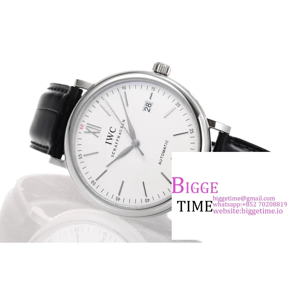 Iwc Portofino 40Mm Iw356501 White Dial Black Leather Strap V7F A2892 Iwc