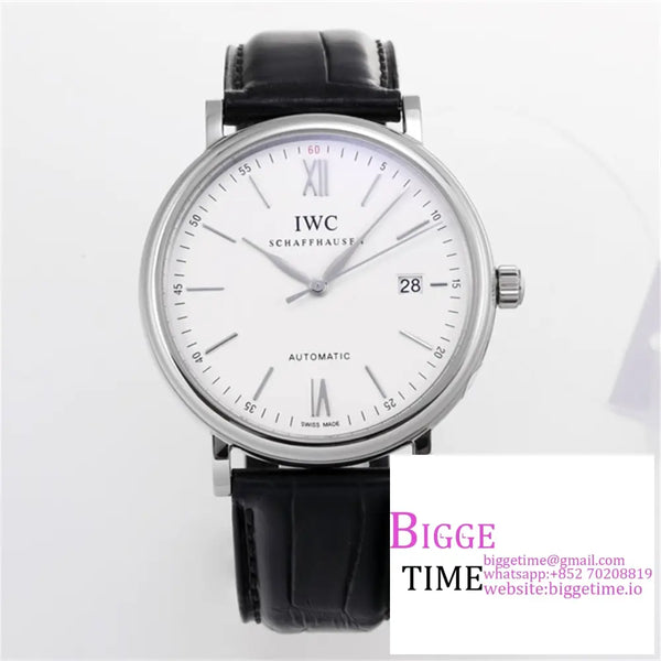 Iwc Portofino 40Mm Iw356501 White Dial Black Leather Strap V7F A2892 Option1 Iwc