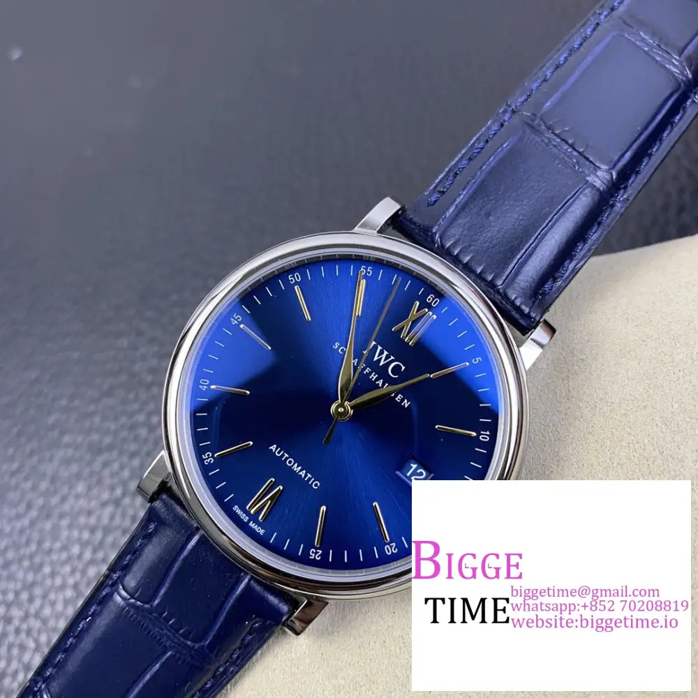 Iwc Portofino 40Mm Iw356512 Blue Dial Leather Strap V7F A2892 Iwc