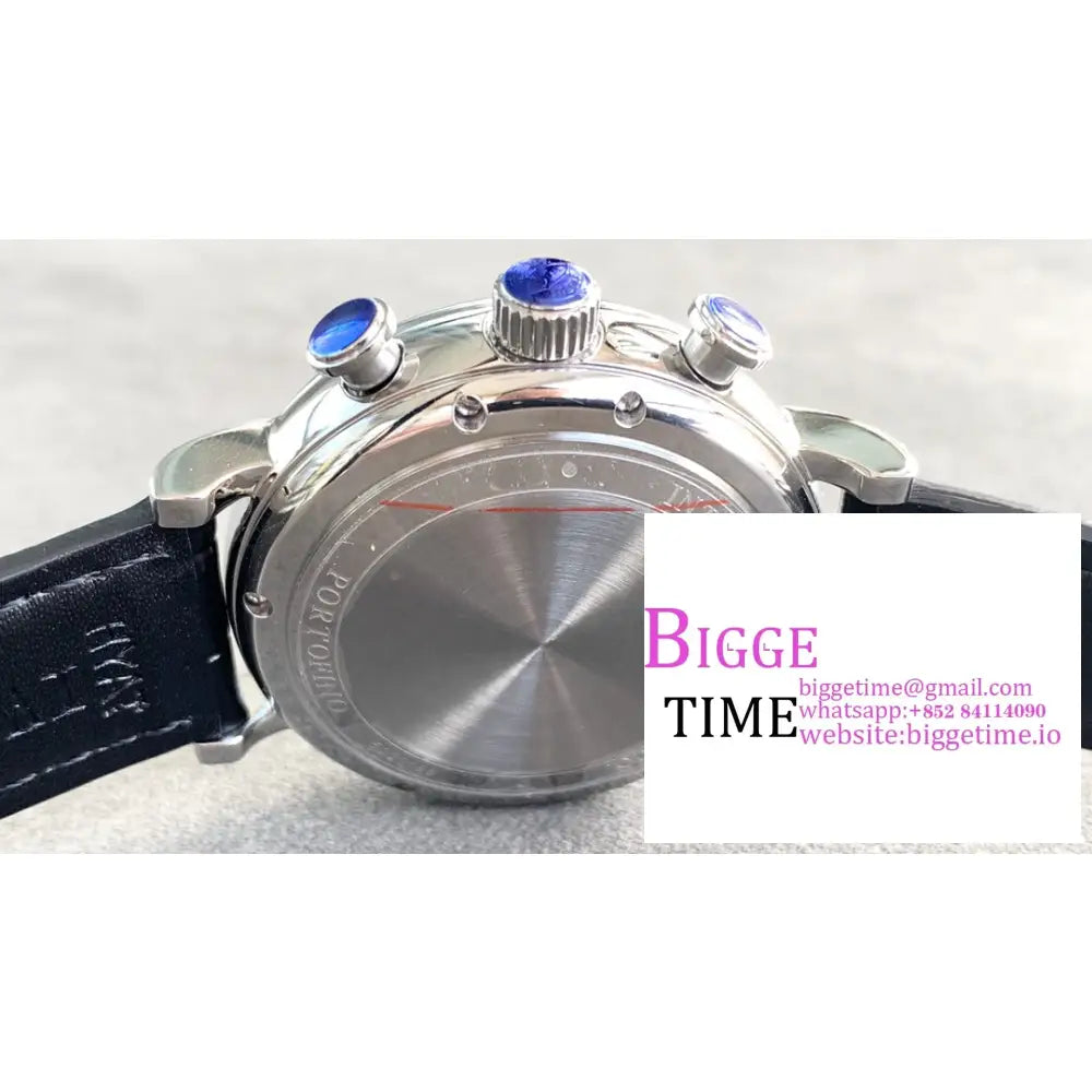 Iwc Portofino Chrono 42Mm Iw391019 Blue Dial Black Leather Strap Twf A7750 Iwc