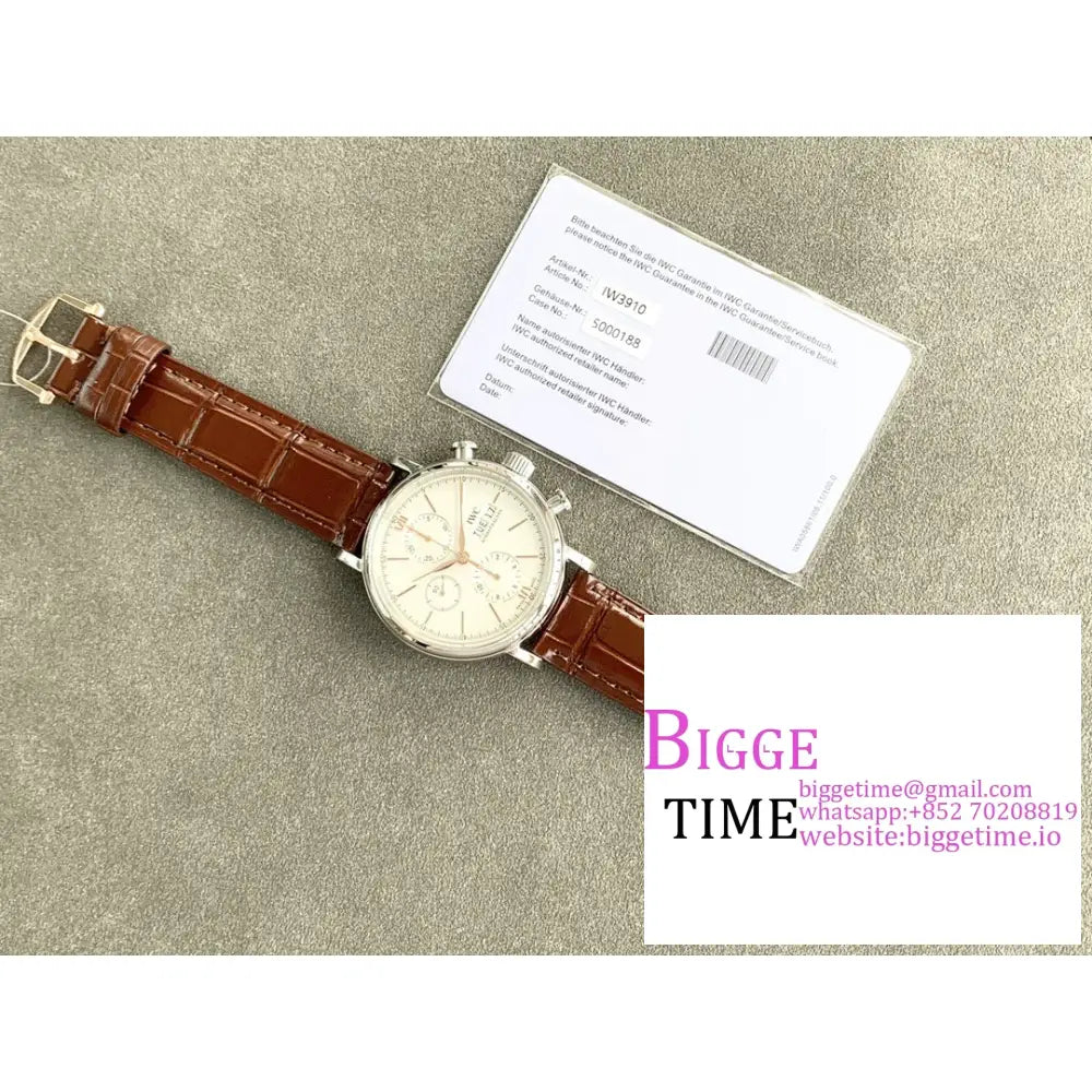 Iwc Portofino Chrono 42Mm Iw391031 White Dial Brown Leather Strap Twf A7750 Iwc