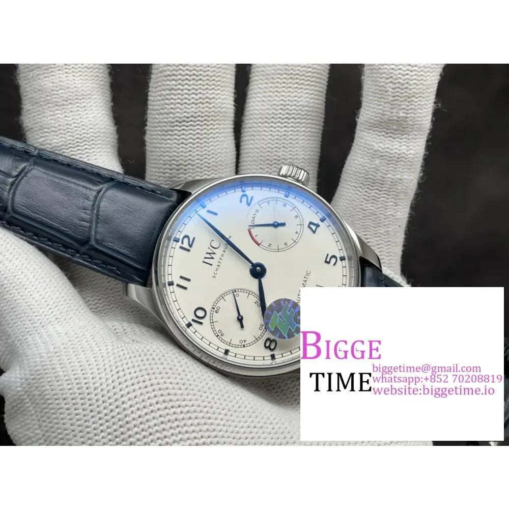 Iwc Portugieser 42Mm Iw500107 White Dial Blue Leather Strap Zf A51011 Iwc