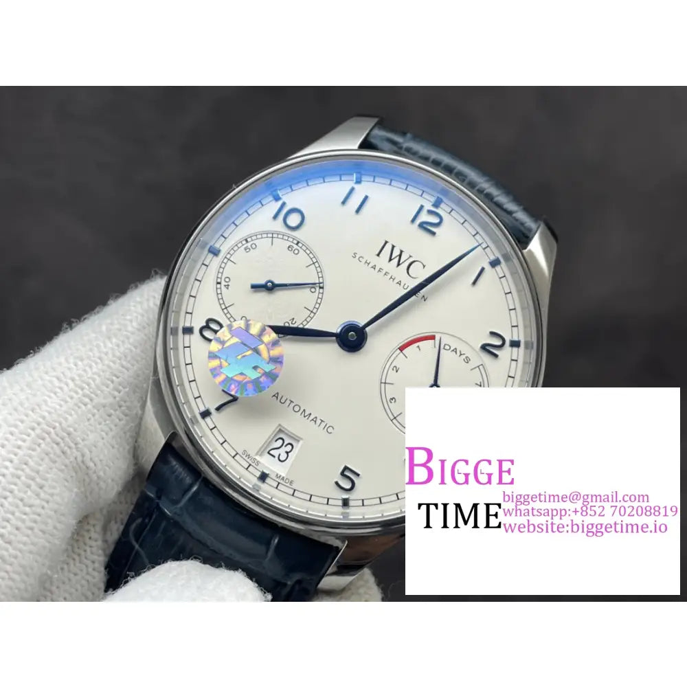 Iwc Portugieser 42Mm Iw500107 White Dial Blue Leather Strap Zf A51011 Iwc