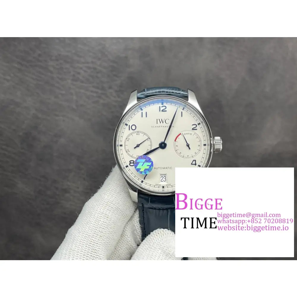 Iwc Portugieser 42Mm Iw500107 White Dial Blue Leather Strap Zf A51011 Iwc