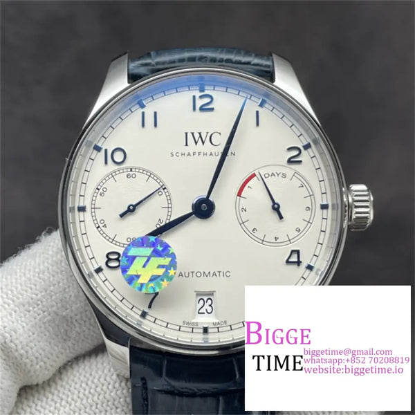 Iwc Portugieser 42Mm Iw500107 White Dial Blue Leather Strap Zf A51011 Option1 Iwc