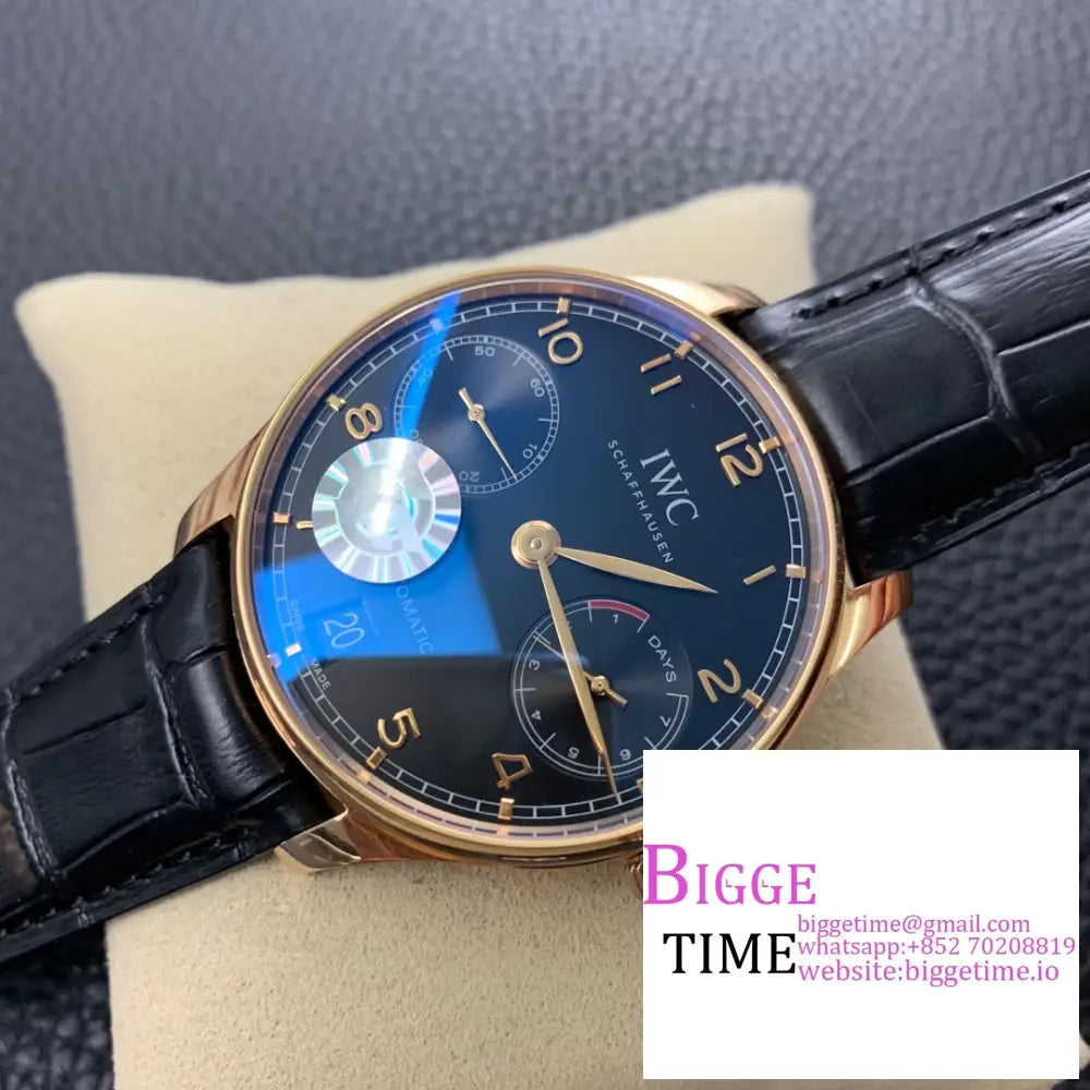 Iwc Portugieser 42Mm Iw500125 Rg Black Dial Leather Strap Zf A51011 Iwc