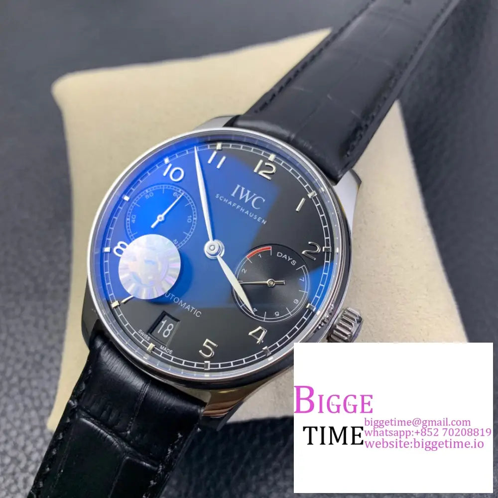 Iwc Portugieser 42Mm Iw500703 Black Dial Leather Strap Zf A51011 Iwc