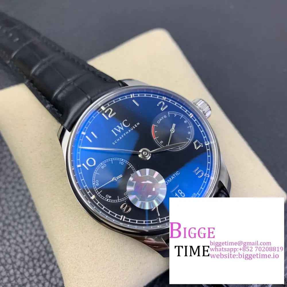 Iwc Portugieser 42Mm Iw500703 Black Dial Leather Strap Zf A51011 Iwc