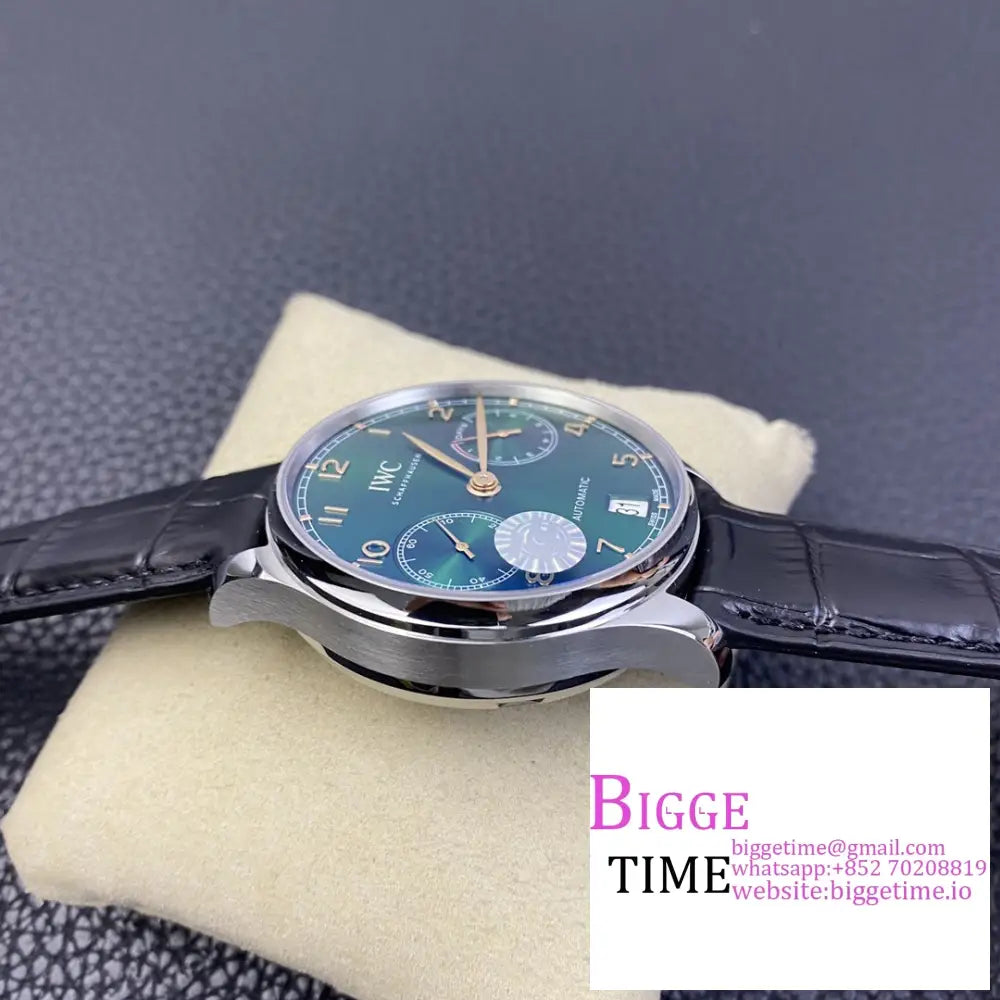 Iwc Portugieser 42Mm Iw500708 Green Dial Black Leather Strap Zf A51011 Iwc