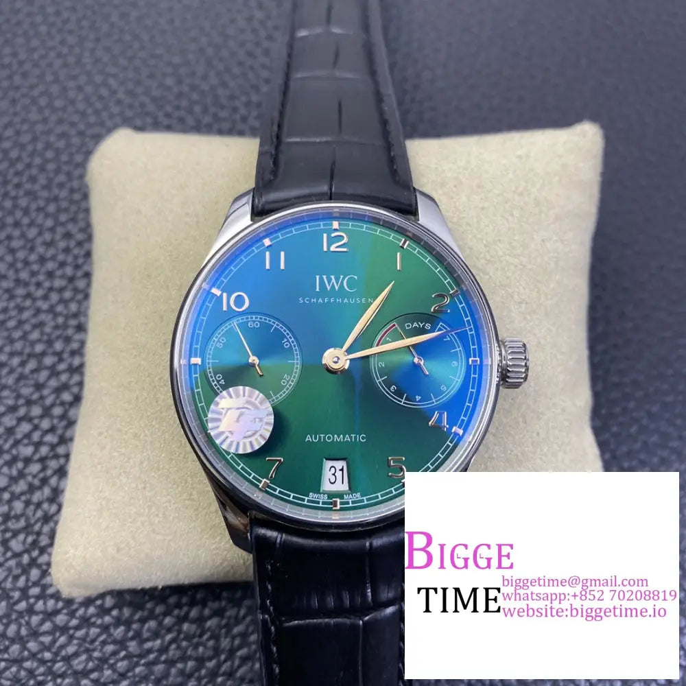 Iwc Portugieser 42Mm Iw500708 Green Dial Black Leather Strap Zf A51011 Option1 Iwc