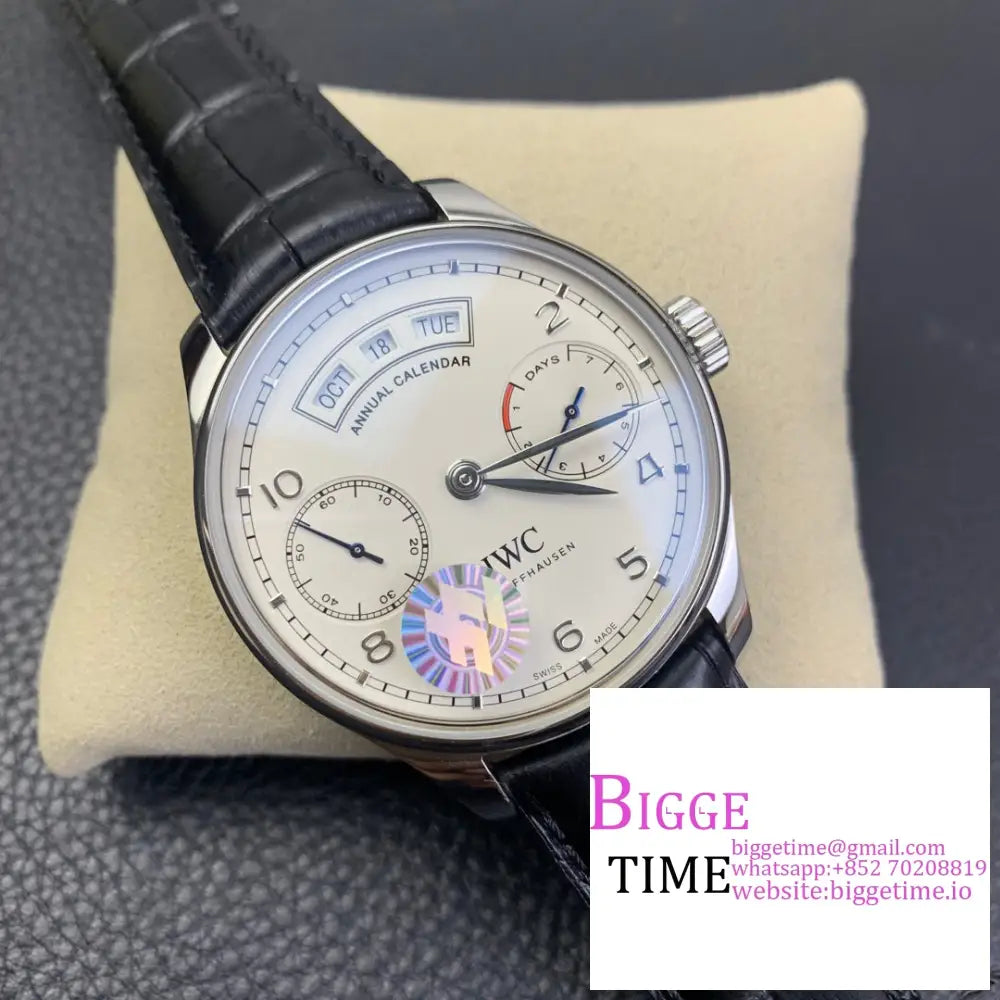 Iwc Portugieser 44Mm Iw503501 White Dial Black Leather Strap Zf A52850 Iwc