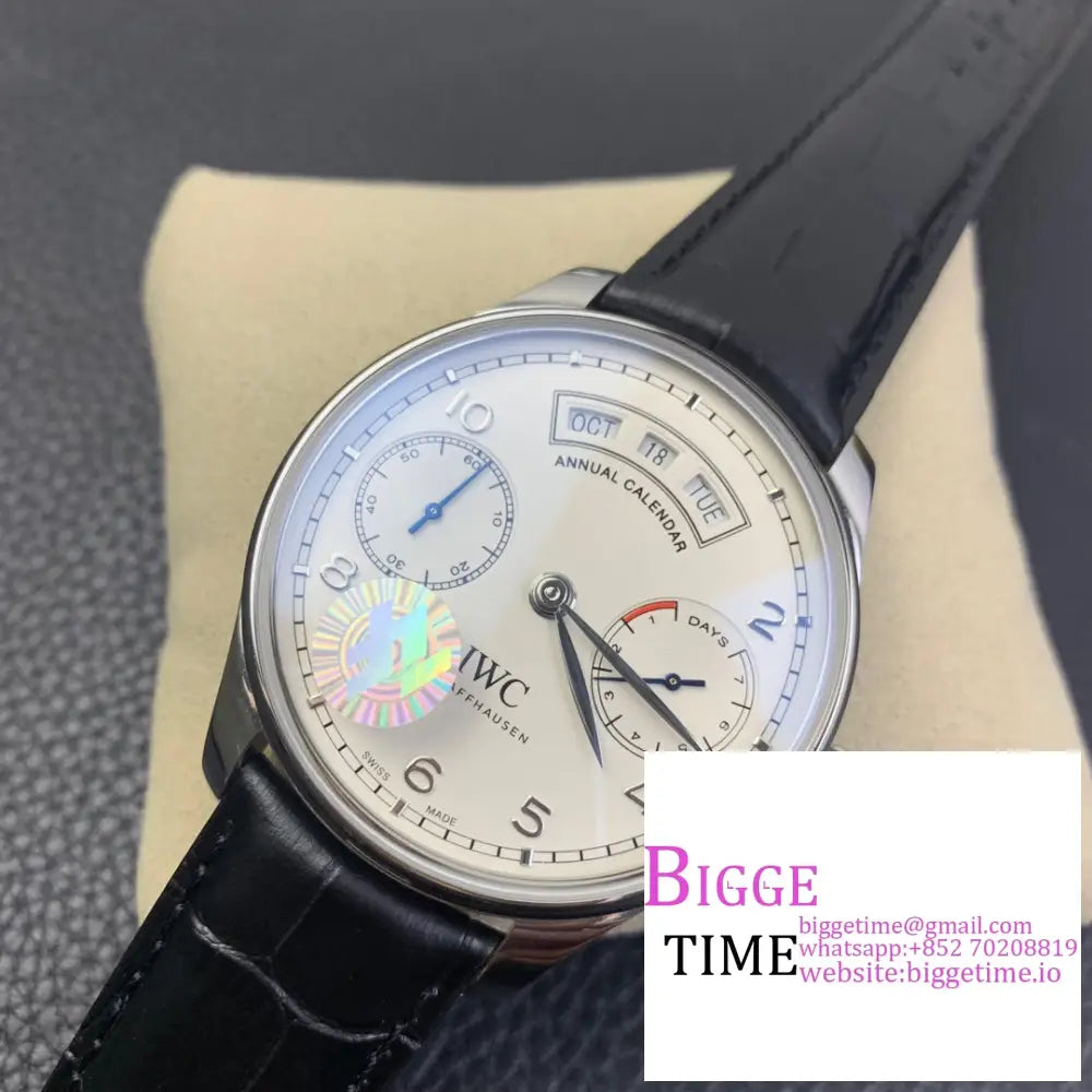 Iwc Portugieser 44Mm Iw503501 White Dial Black Leather Strap Zf A52850 Iwc