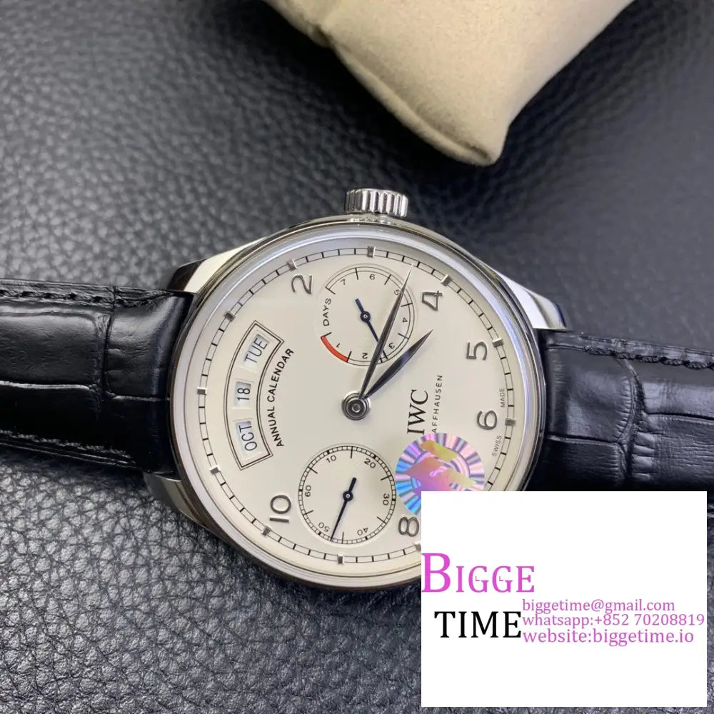 Iwc Portugieser 44Mm Iw503501 White Dial Black Leather Strap Zf A52850 Iwc