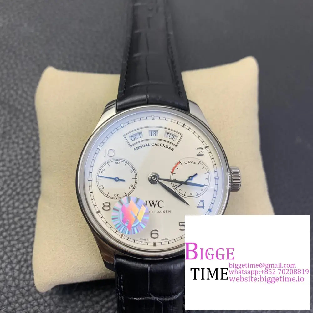 Iwc Portugieser 44Mm Iw503501 White Dial Black Leather Strap Zf A52850 Option1 Iwc