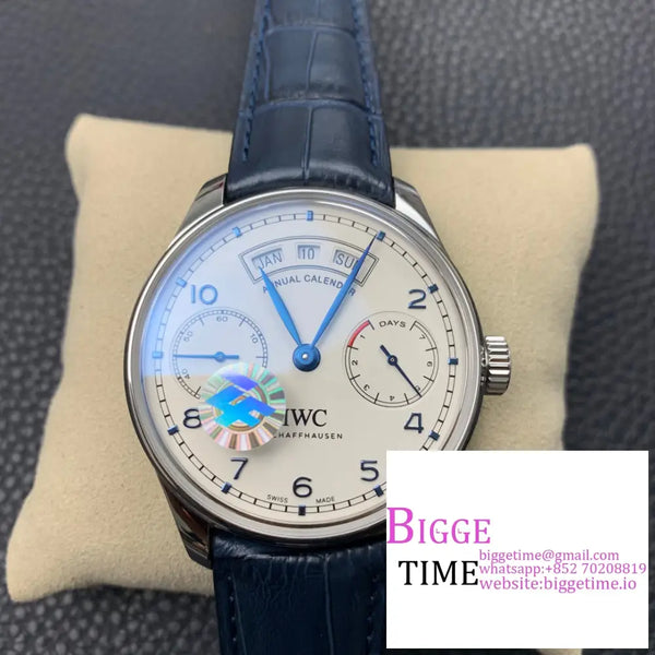 Iwc Portugieser 44Mm Iw503501 White Dial Blue Leather Strap Zf A52850 Option1 Iwc