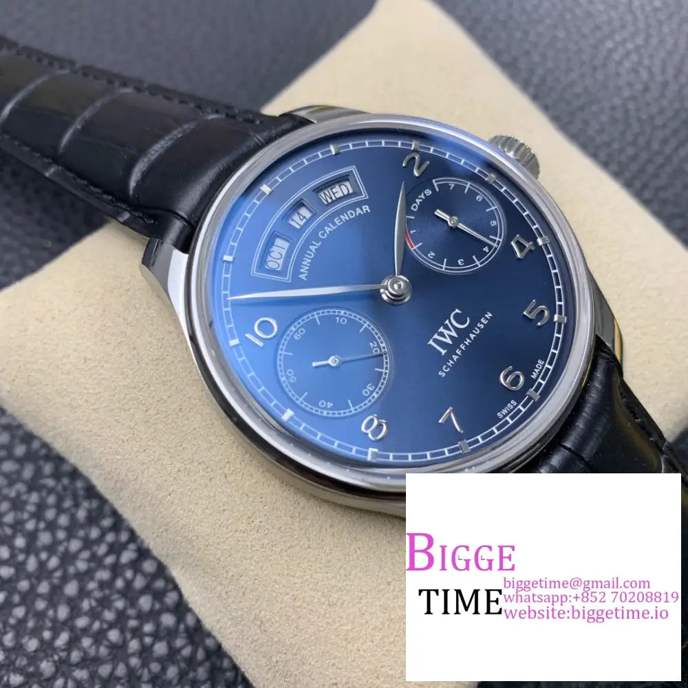 Iwc Portugieser 44Mm Iw503502 Blue Dial Black Leather Strap Zf A52850 Iwc