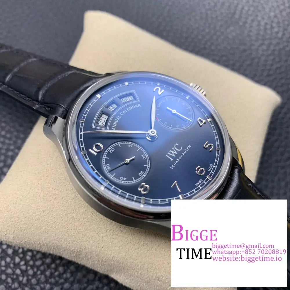 Iwc Portugieser 44Mm Iw503502 Blue Dial Black Leather Strap Zf A52850 Iwc