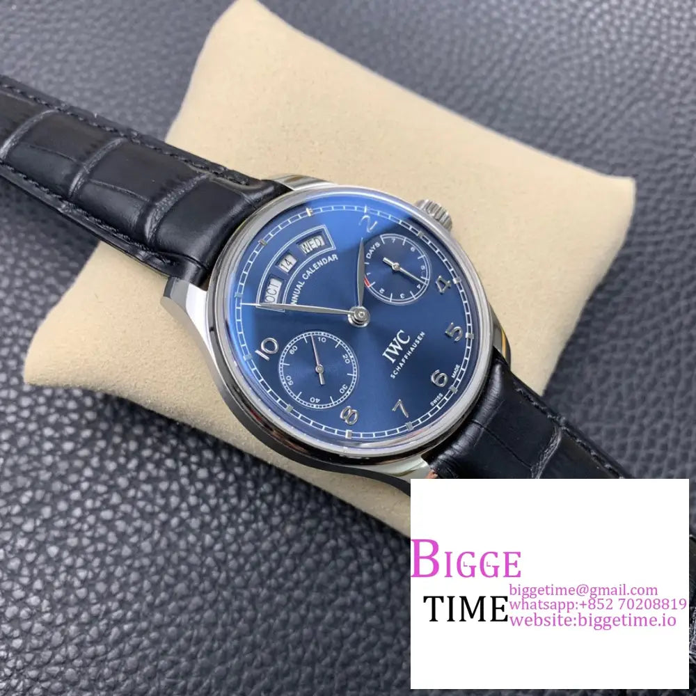 Iwc Portugieser 44Mm Iw503502 Blue Dial Black Leather Strap Zf A52850 Iwc