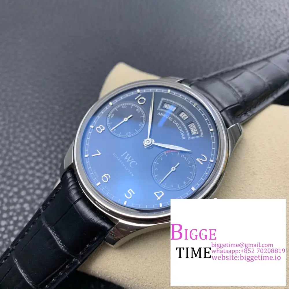 Iwc Portugieser 44Mm Iw503502 Blue Dial Black Leather Strap Zf A52850 Iwc