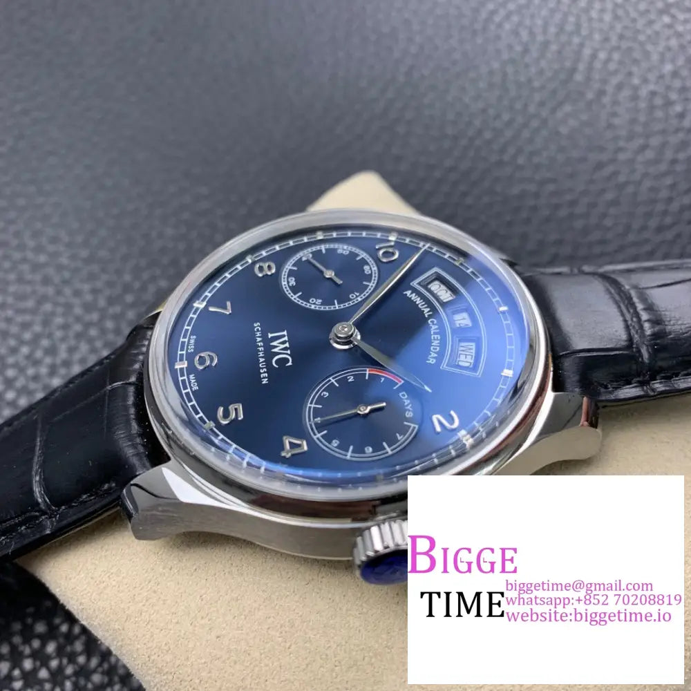 Iwc Portugieser 44Mm Iw503502 Blue Dial Black Leather Strap Zf A52850 Iwc