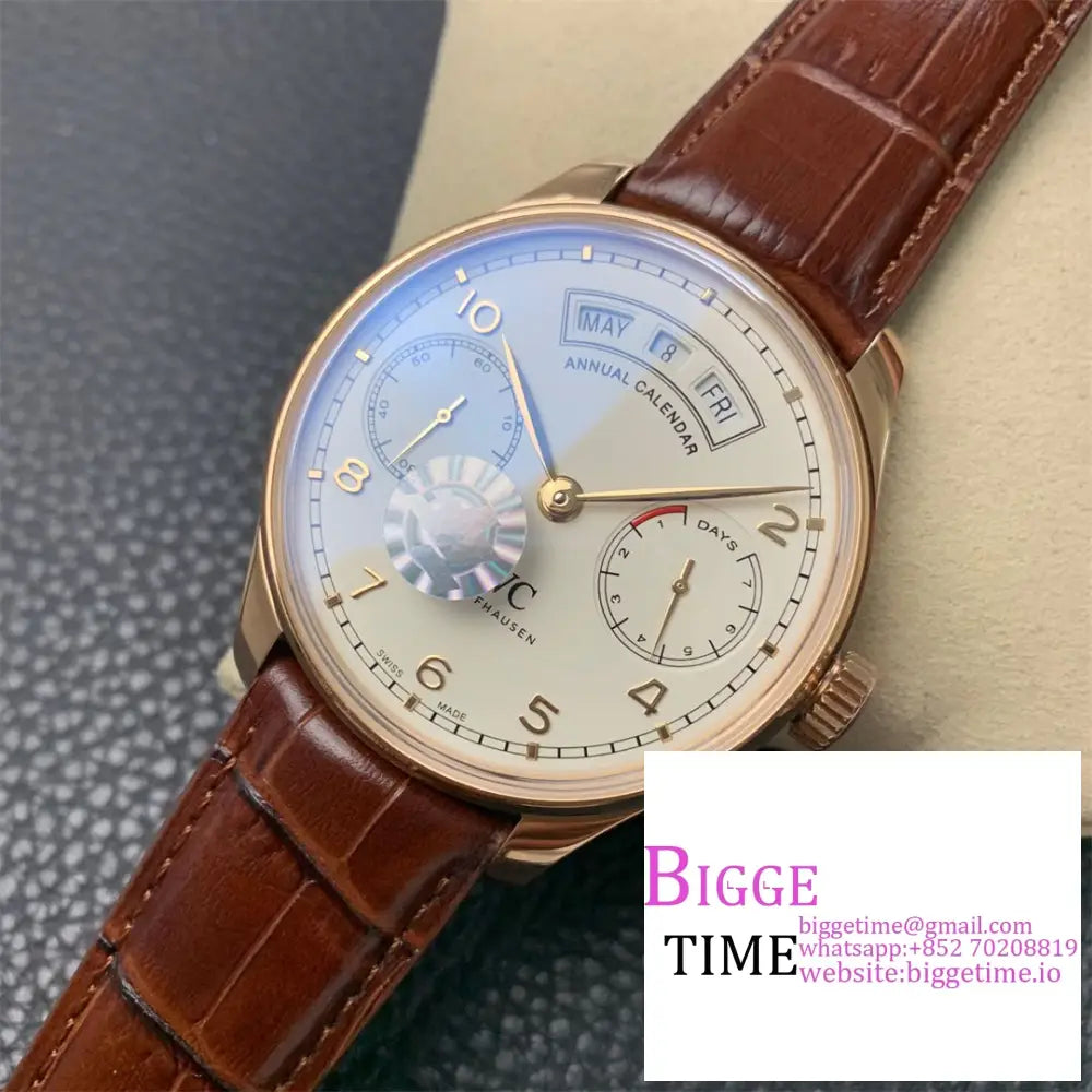 Iwc Portugieser 44Mm Iw503504 Rg White Dial Brown Leather Strap Zf A52850 Iwc