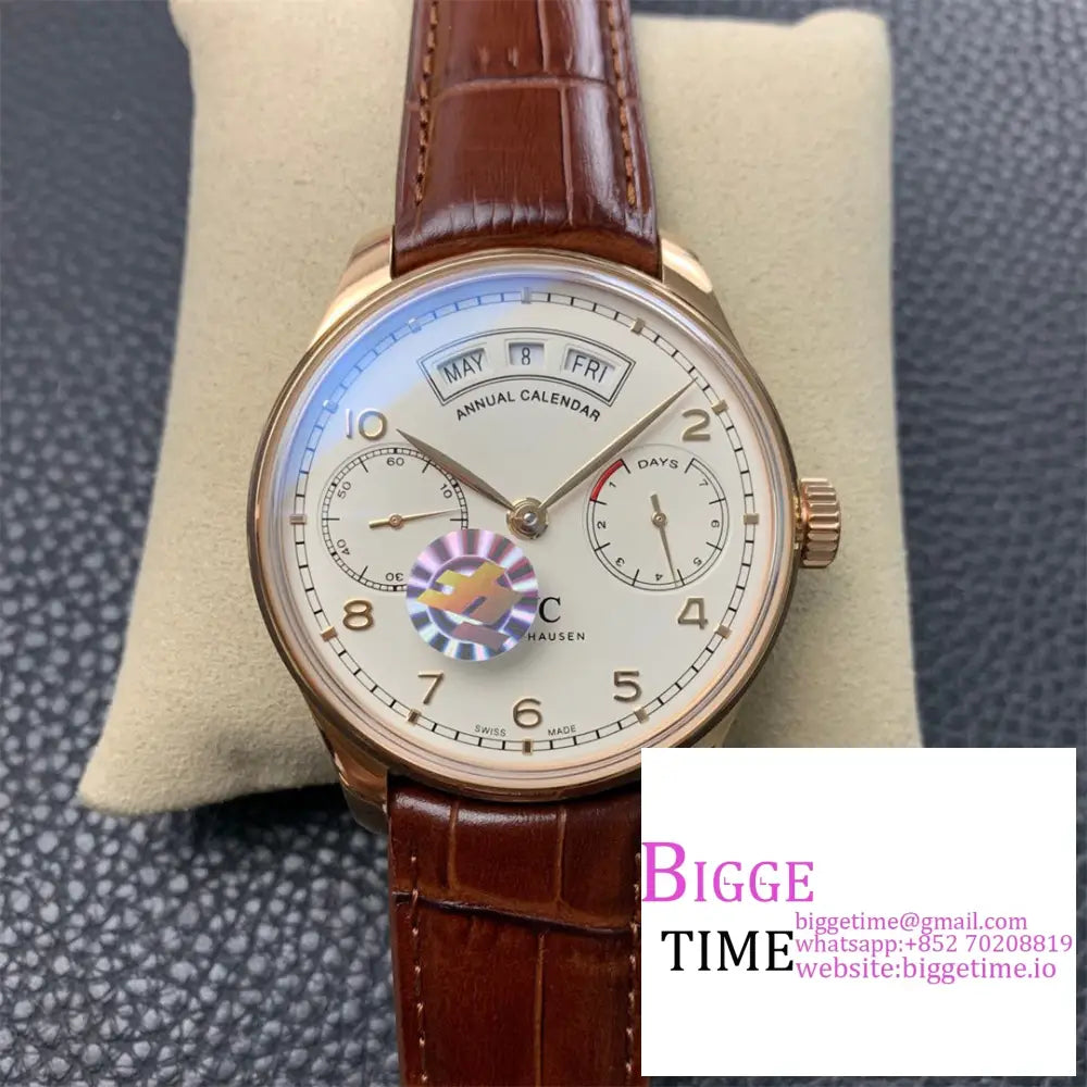 Iwc Portugieser 44Mm Iw503504 Rg White Dial Brown Leather Strap Zf A52850 Iwc