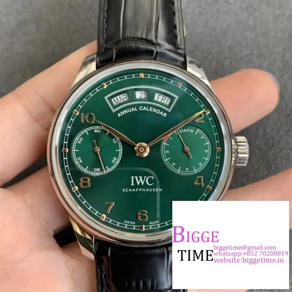 Iwc Portugieser 44Mm Iw503510 Green Dial Black Leather Strap Zf A52850 Option1 Iwc