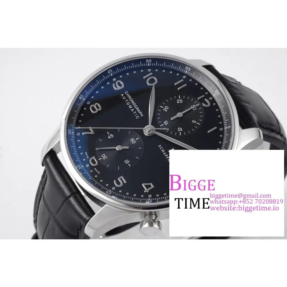 Iwc Portugieser Chrono 41Mm Iw371609 Black Dial Leather Strap Zf A7750 Iwc