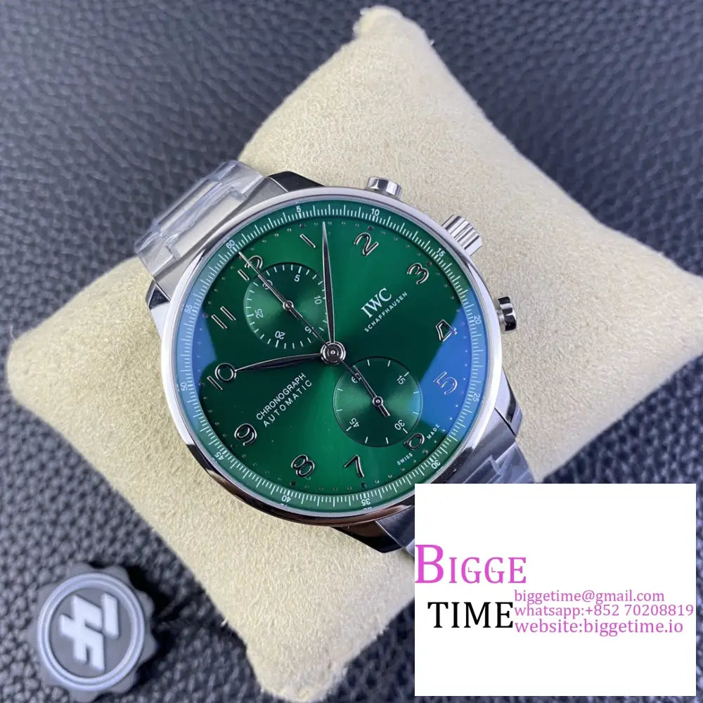 Iwc Portugieser Chrono 41Mm Iw371615 Green Dial Ss Bracelet Zf A7750 Iwc