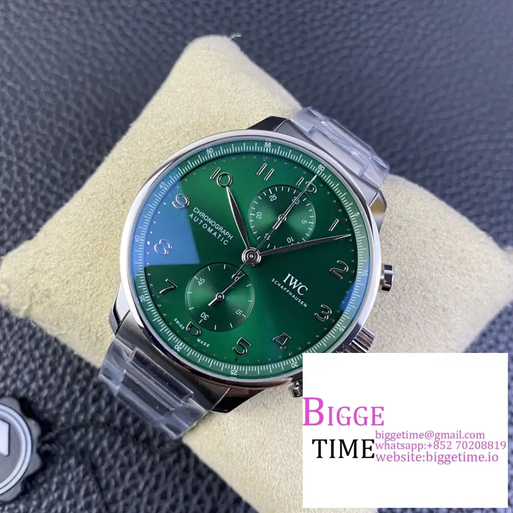 Iwc Portugieser Chrono 41Mm Iw371615 Green Dial Ss Bracelet Zf A7750 Iwc