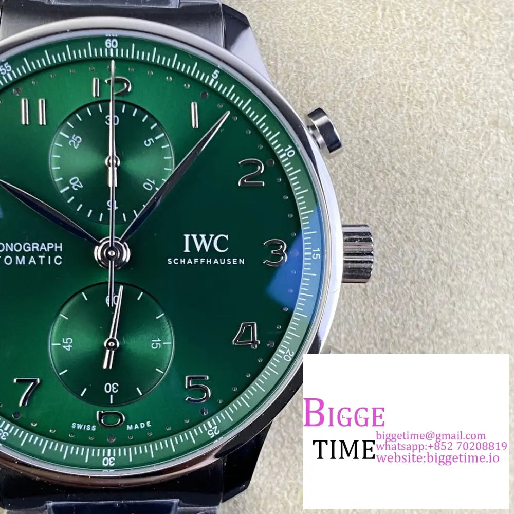 Iwc Portugieser Chrono 41Mm Iw371615 Green Dial Ss Bracelet Zf A7750 Iwc