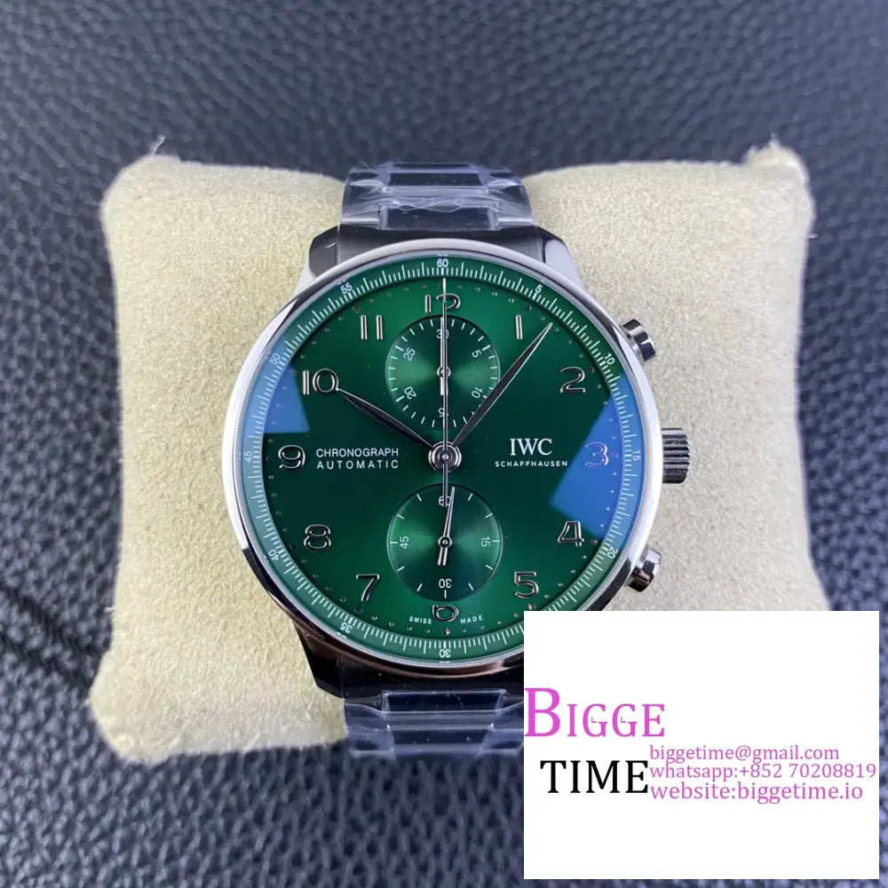 Iwc Portugieser Chrono 41Mm Iw371615 Green Dial Ss Bracelet Zf A7750 Option1 Iwc