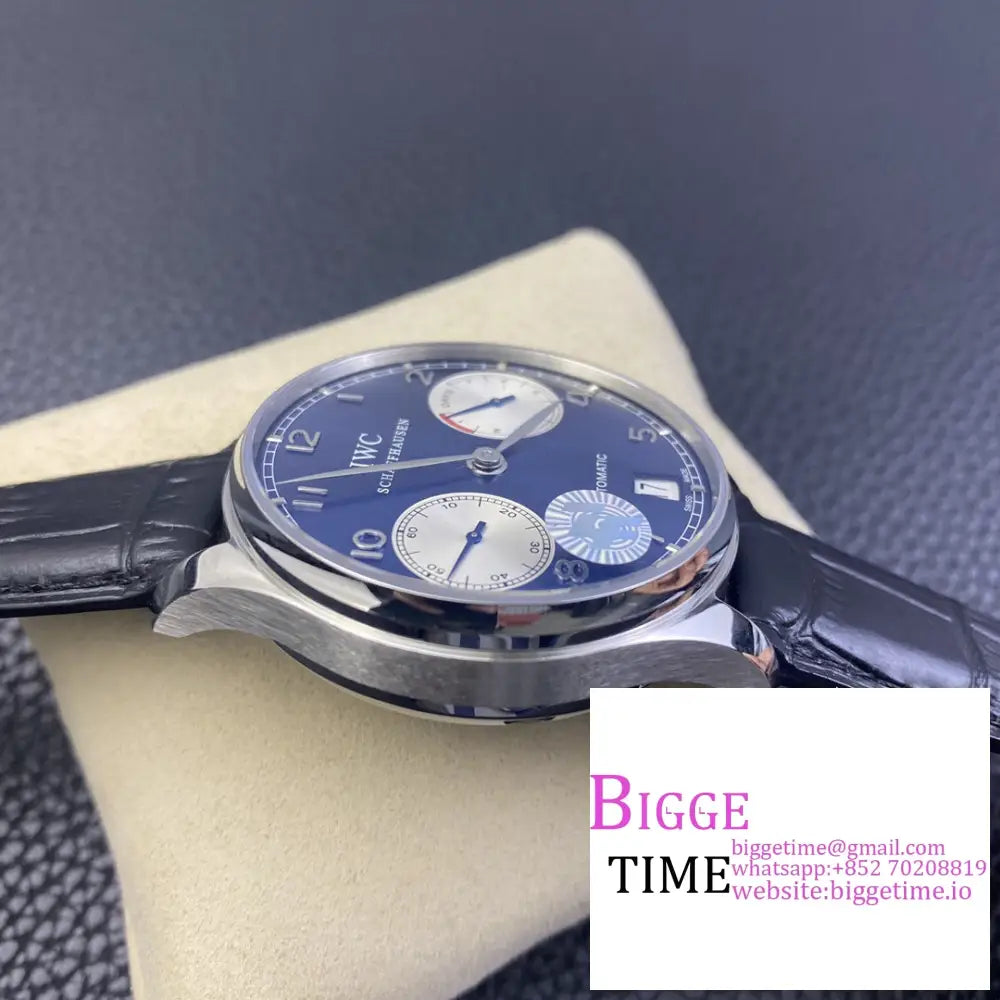 Iwc Portugieser Laureus Sport 42Mm Iw500112 Blue Dial Black Leather Strap Zf A51011 Iwc