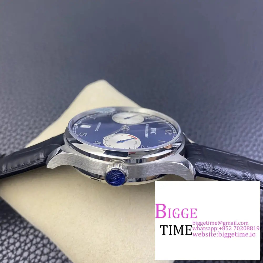 Iwc Portugieser Laureus Sport 42Mm Iw500112 Blue Dial Black Leather Strap Zf A51011 Iwc