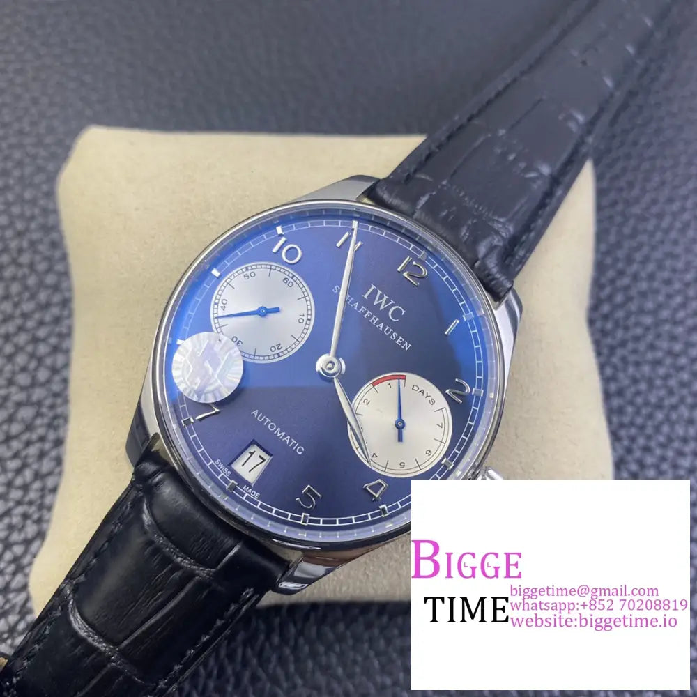 Iwc Portugieser Laureus Sport 42Mm Iw500112 Blue Dial Black Leather Strap Zf A51011 Iwc