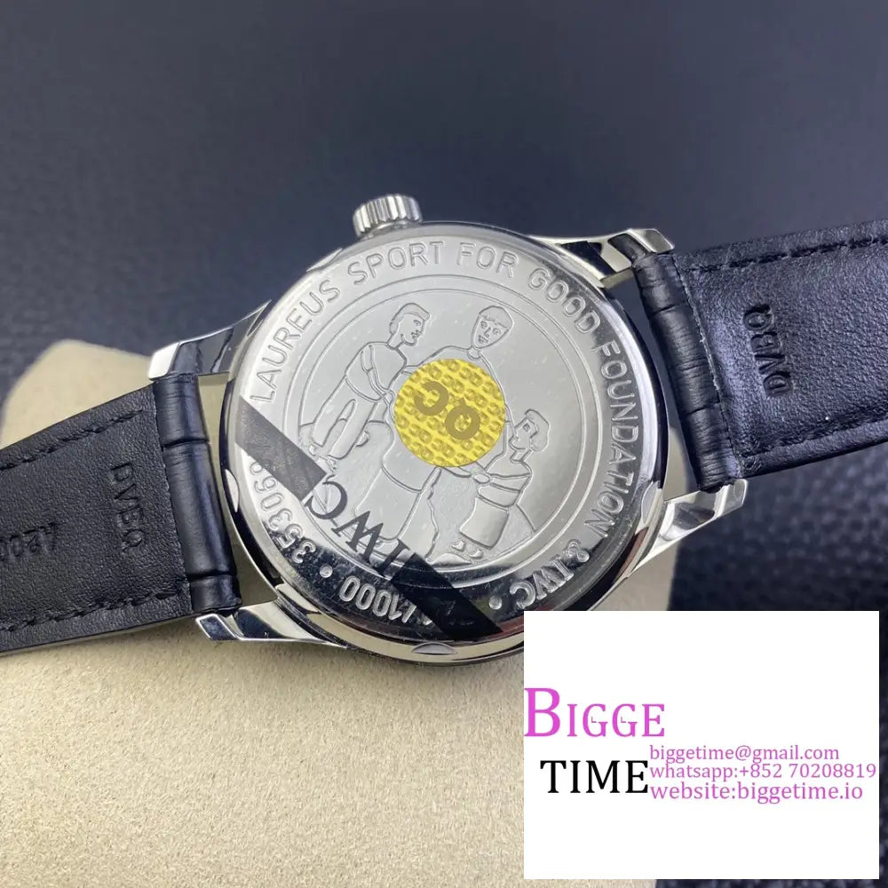 Iwc Portugieser Laureus Sport 42Mm Iw500112 Blue Dial Black Leather Strap Zf A51011 Iwc