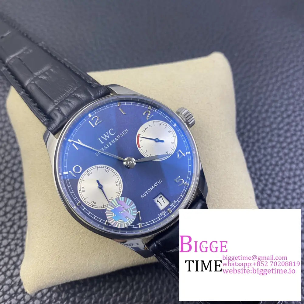 Iwc Portugieser Laureus Sport 42Mm Iw500112 Blue Dial Black Leather Strap Zf A51011 Iwc