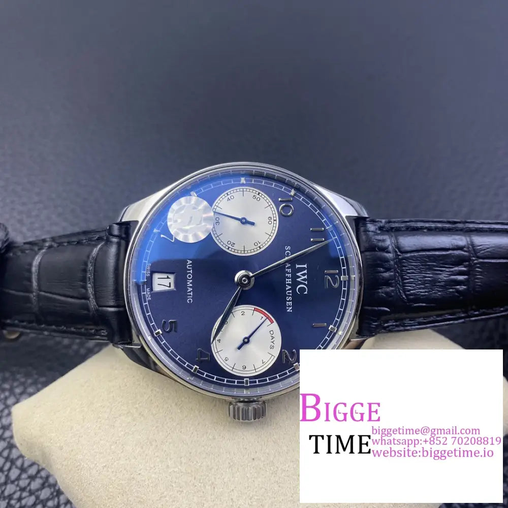 Iwc Portugieser Laureus Sport 42Mm Iw500112 Blue Dial Black Leather Strap Zf A51011 Iwc