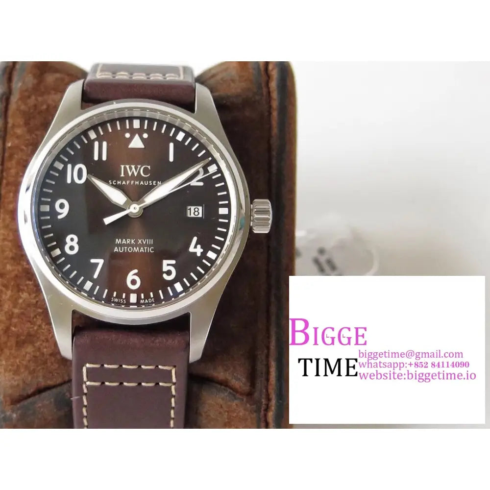 Iwc Pilot Mark Xviii 40Mm Iw327003 Brown Dial Leather Strap V7F A2892 Iwc