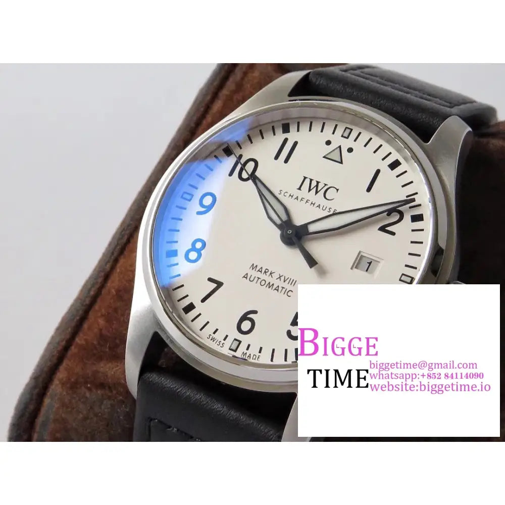 Iwc Pilot Mark Xviii 40Mm Iw327002 White Dial Black Leather Strap V7F A2892 Iwc