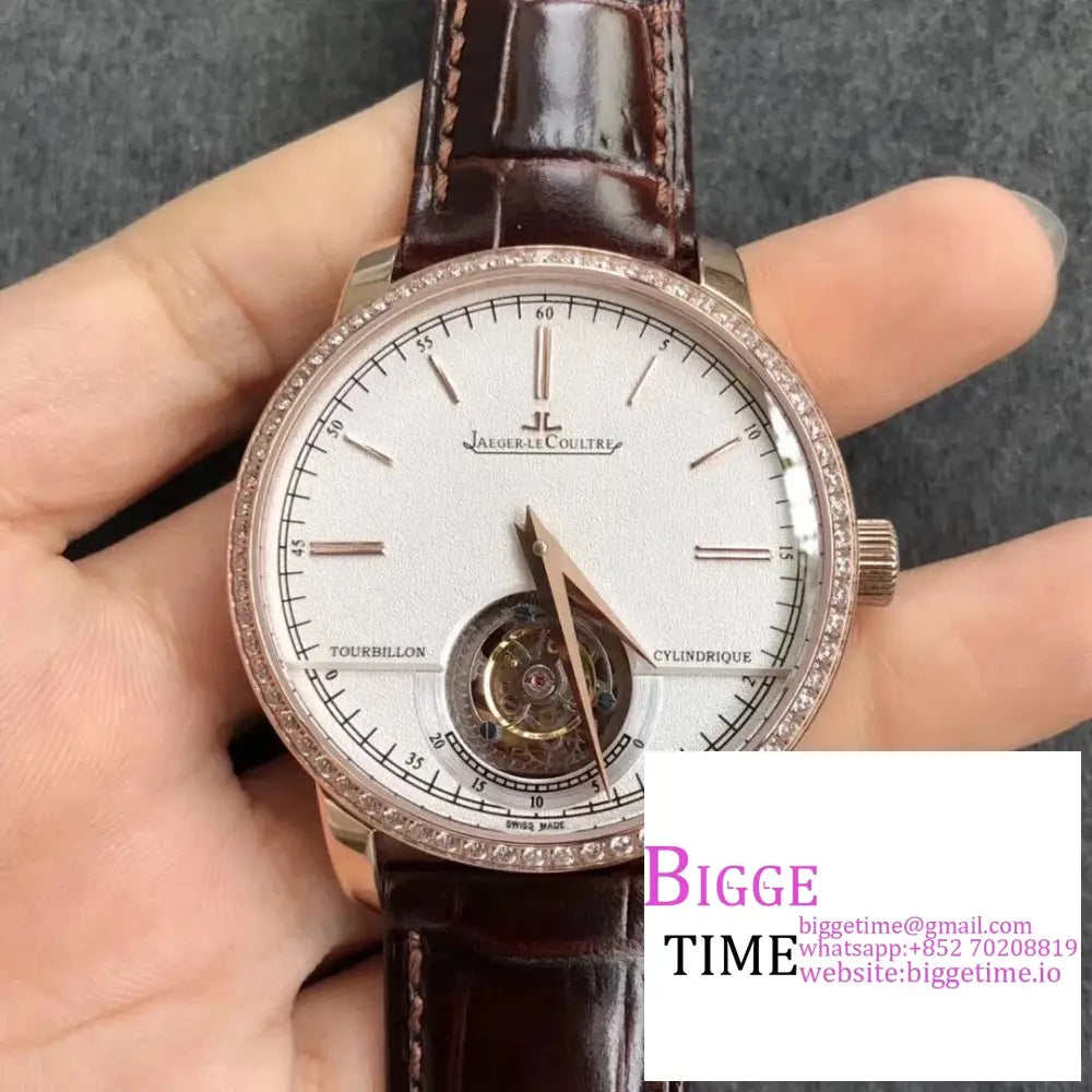 Master Uitra Tourbiiion 42Mm Diamond Bezel Rg White Dial Brown Leather Strap R8F Tourb Option1