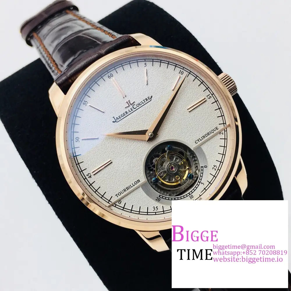 Master Uitra Tourbiiion 42Mm Rg White Dial Brown Leather Strap R8F Tourb Jaeger Lecoultre