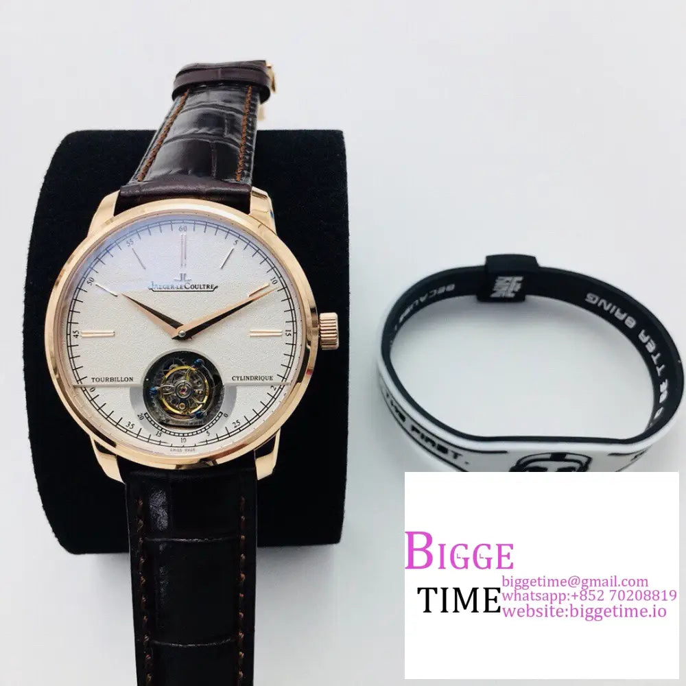 Master Uitra Tourbiiion 42Mm Rg White Dial Brown Leather Strap R8F Tourb Jaeger Lecoultre