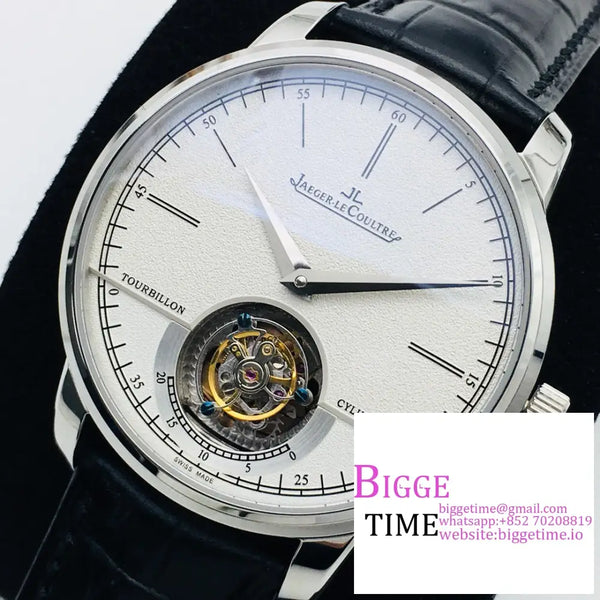 Master Uitra Tourbiiion 42Mm White Dial Black Leather Strap R8F Tourb Option1 Jaeger Lecoultre