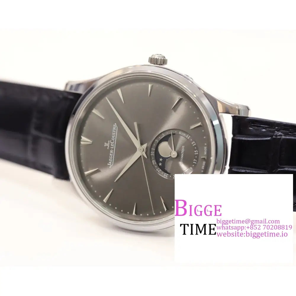 Master Ultra Thin Moon 39Mm Grey Dial Black Leather Strap Gf A925 Jaeger Lecoultre